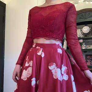 Burgundy Short 2-Piece Dress